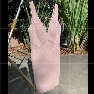 Sparkly blush pink dance bodycon v neck dress